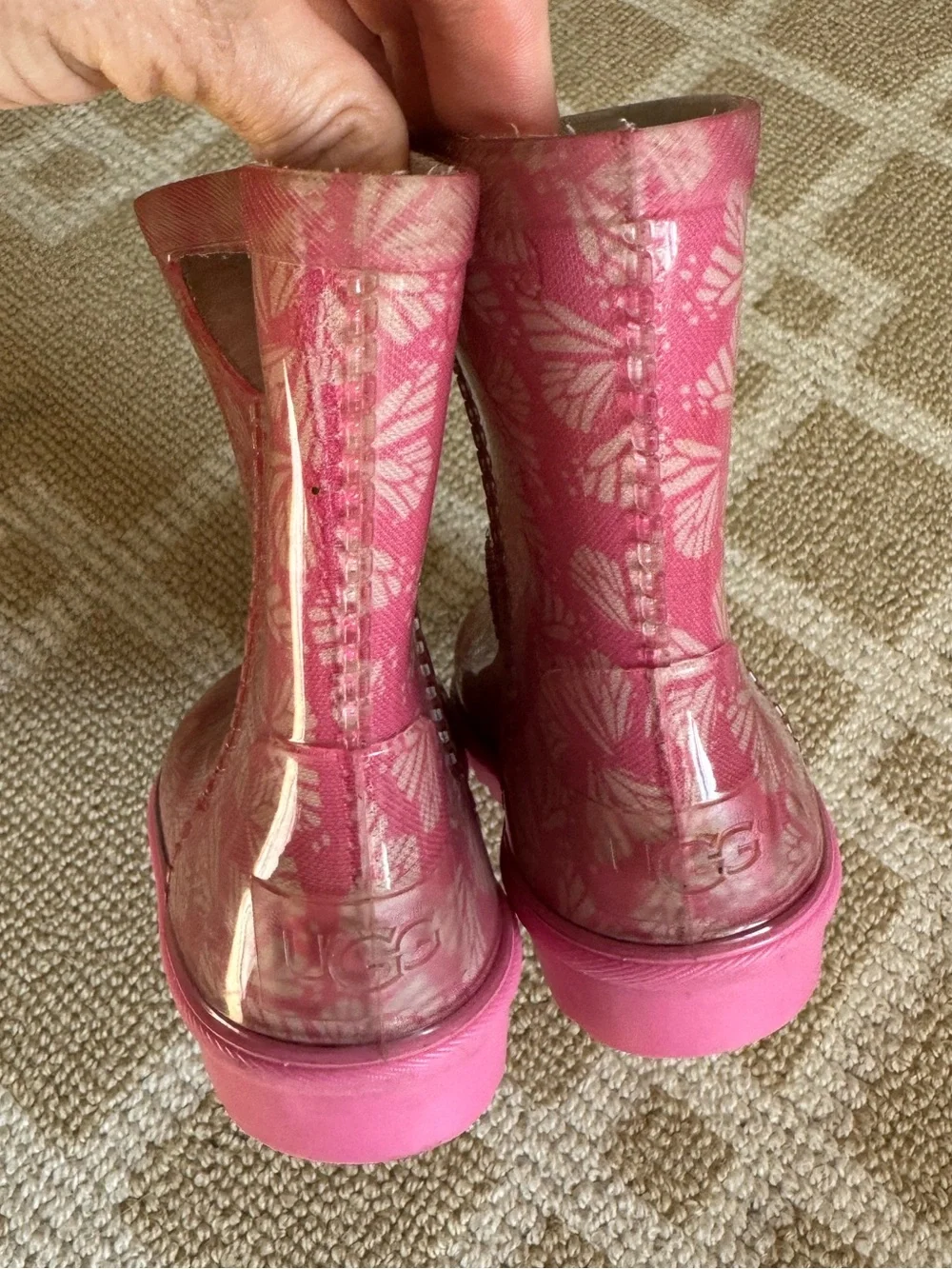 UGG Rahjee Butterflies Waterproof Rain Boots Pink Toddler Girls Size 6